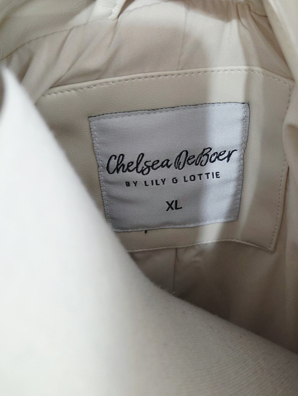 Chelsea Deboer cream faux leather biker jacket gold studded moto women's XL new - Picture 7 of 8